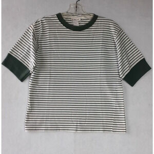 TALBOTS Vintage Classic Stripe 100% Cotton Top T-Shirt Women S Made Italy NWOT